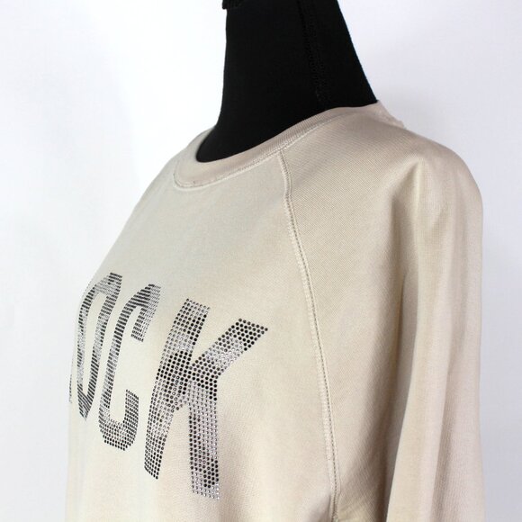 Zadig & Voltaire Camo Rock Strass Beige Pullover Crewneck Studded Sweatshirt M - Picture 3 of 8